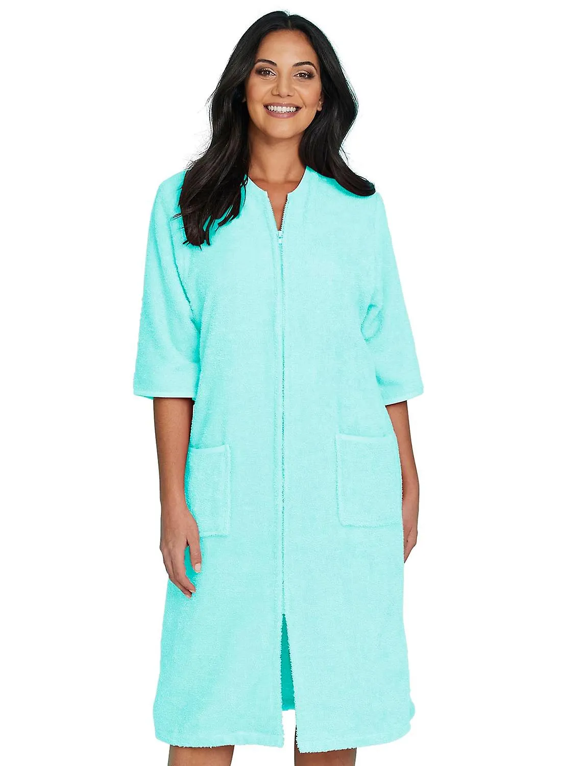 | chums | de damas Cierre con cremallera a través de 3/4 mangas Towelling Dressing Gown