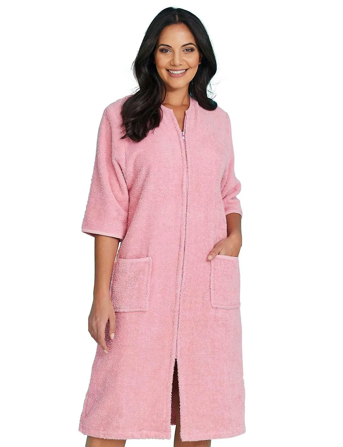 | chums | de damas Cierre con cremallera a través de 3/4 mangas Towelling Dressing Gown