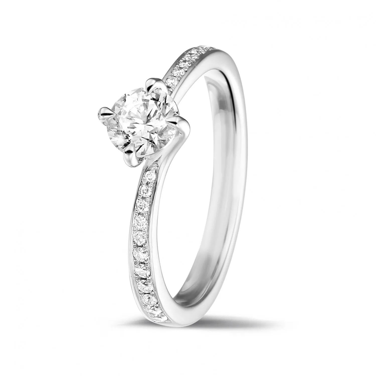 0.70 quilates anillo solitario diamante en platino con diamantes en los lados 