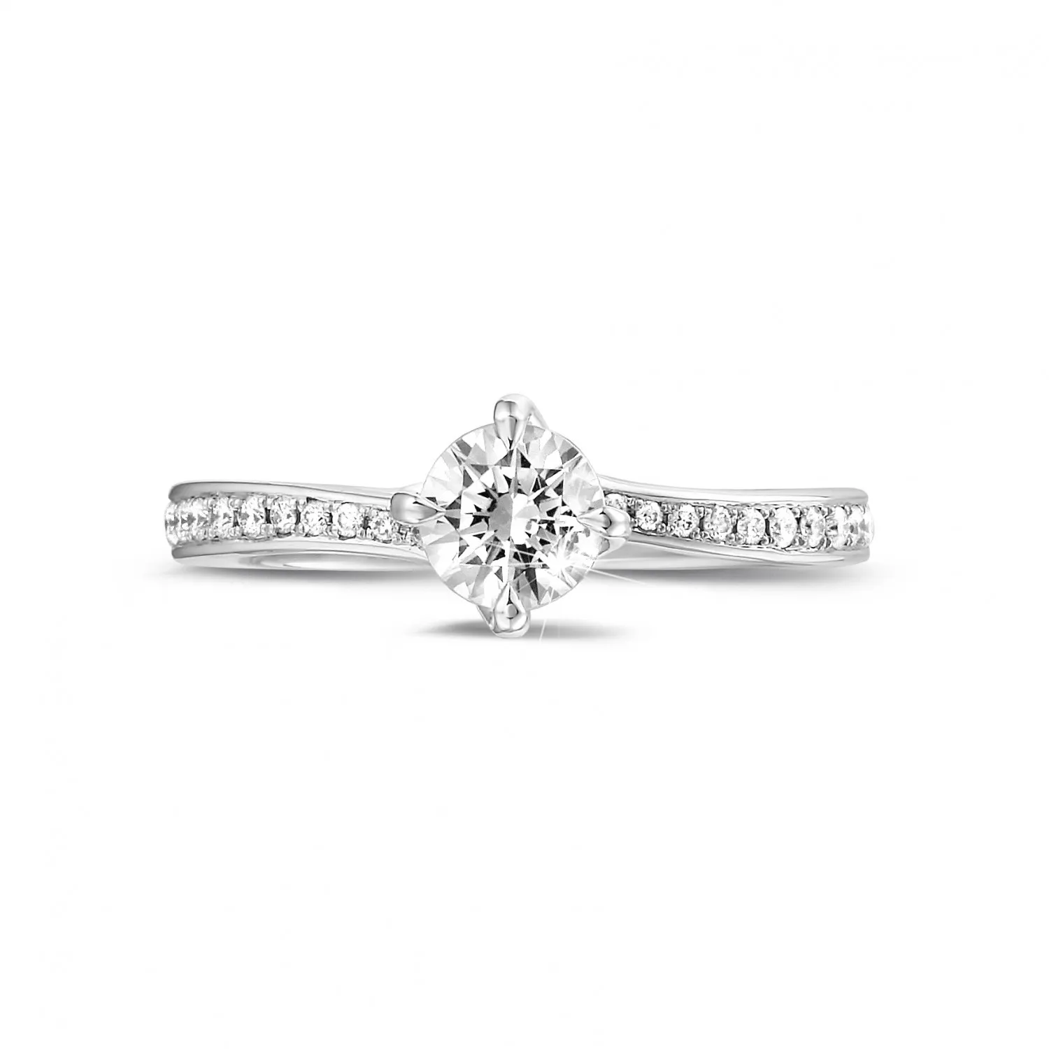 0.70 quilates anillo solitario diamante en platino con diamantes en los lados 