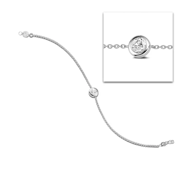 0.70 quilates pulsera diamante satélite en oro blanco 