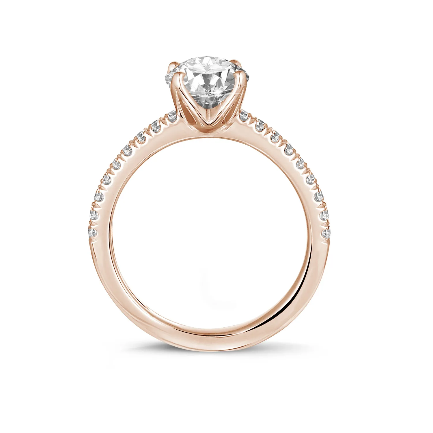 0.90 quilates anillo solitario en oro rojo con diamantes en los lados 