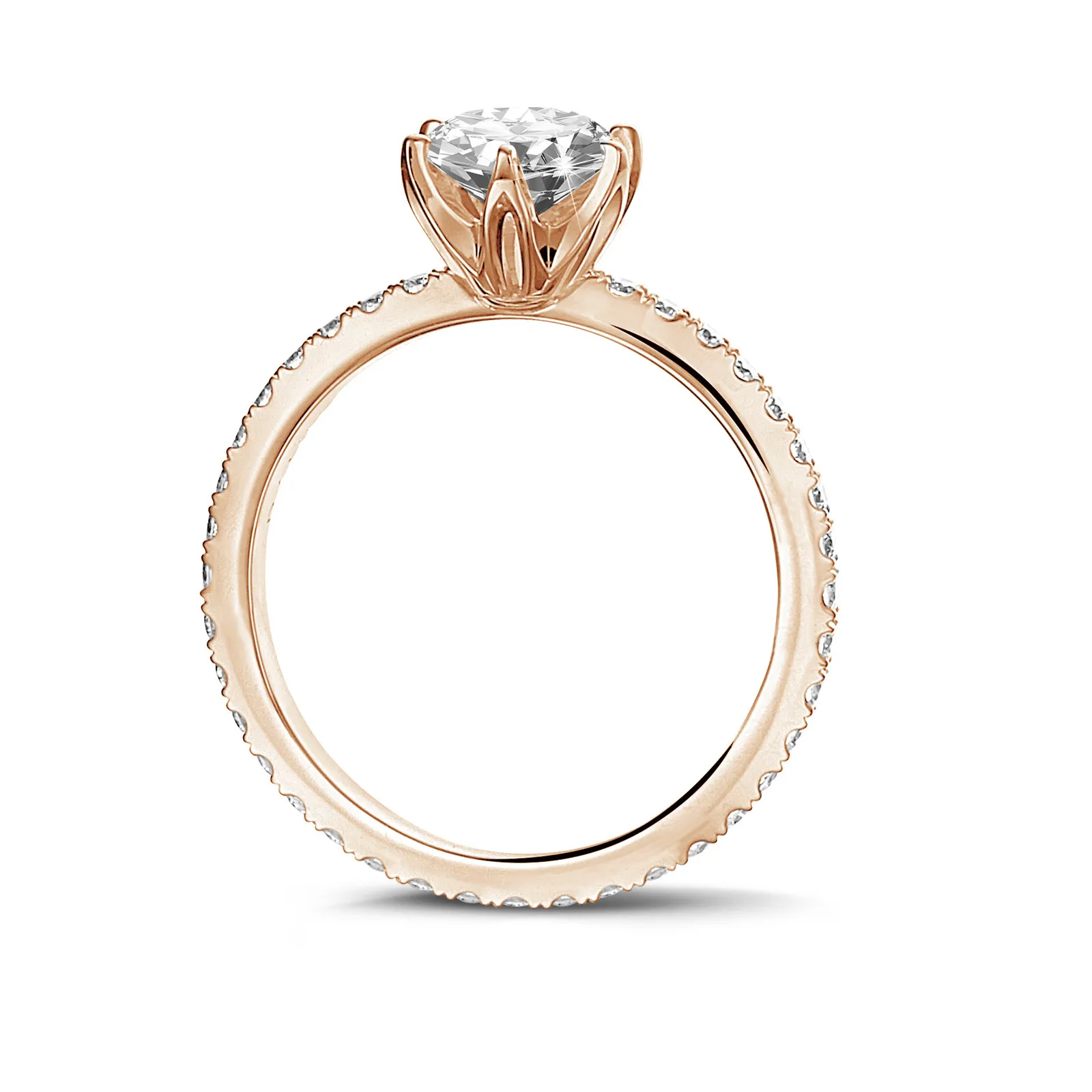 1.25 quilates anillo solitario en oro rojo con diamantes en los lados 