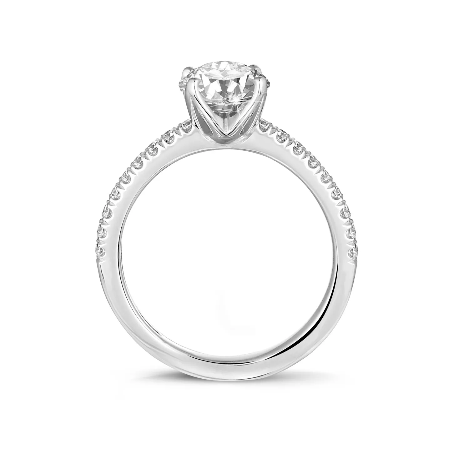 1.50 quilates anillo solitario en oro blanco con diamantes en los lados 
