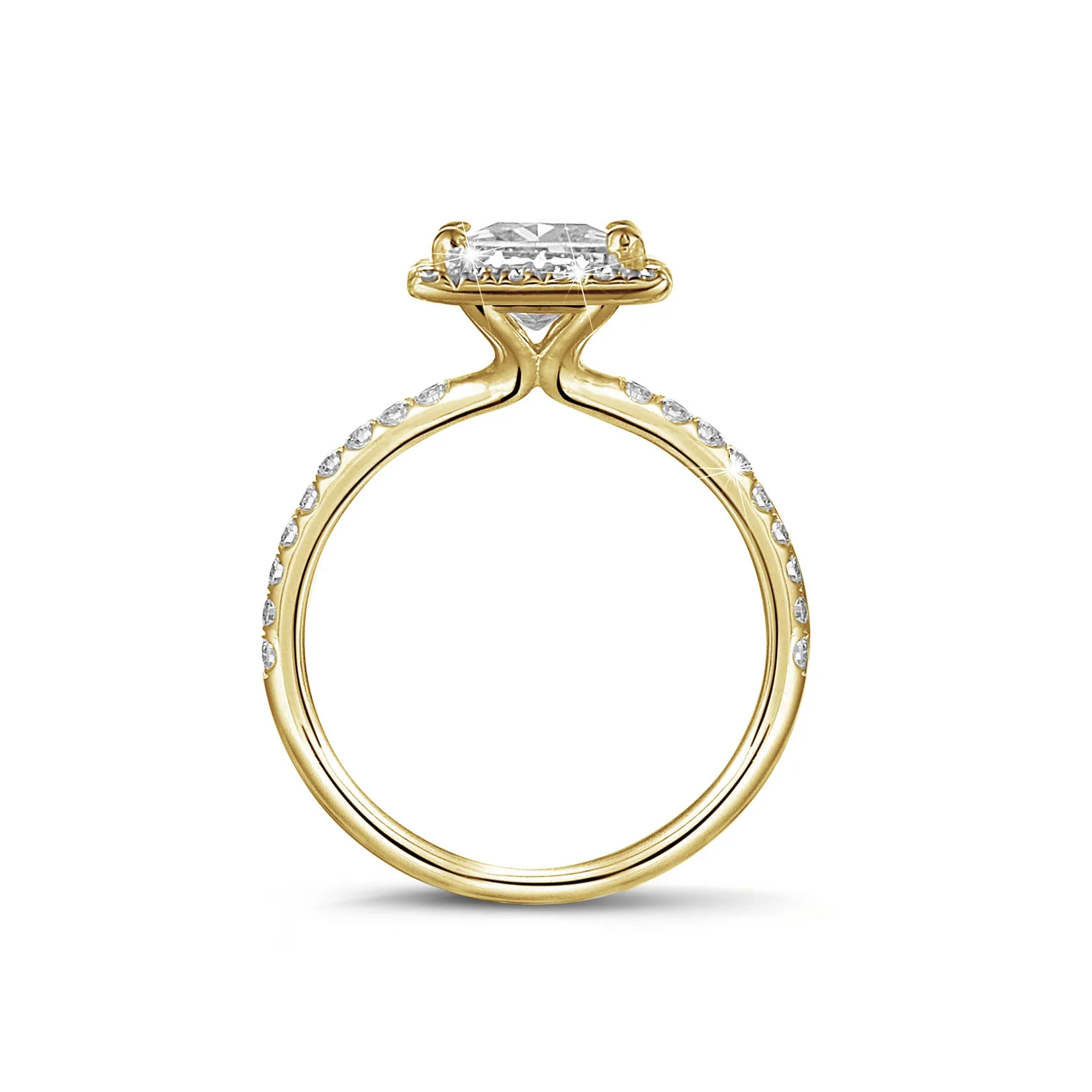 2.00 quilateshalo anillo solitario diamante princesa en oro amarillo con diamantes redondos 