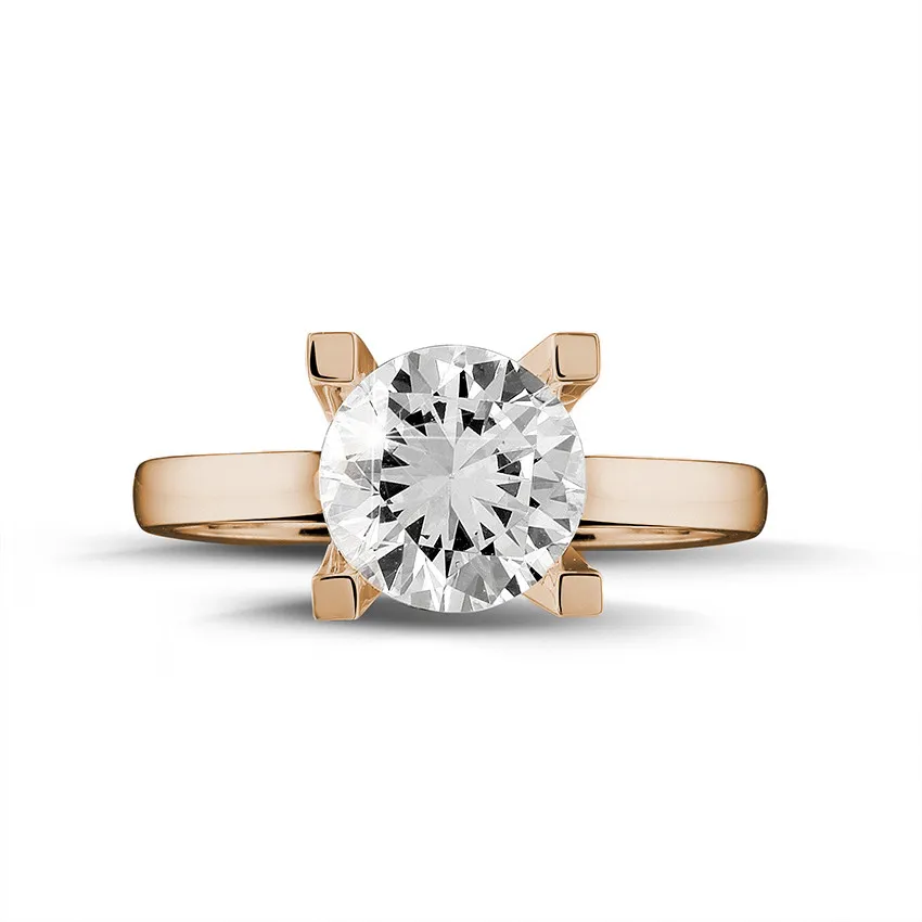 2.50 quilates anillo solitario diamante en oro rojo 