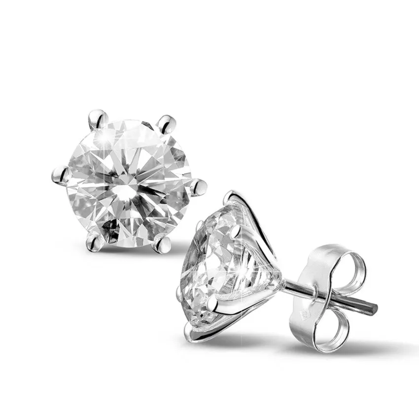 4.00 quilates pendientes diamantes clásicos en oro blanco con seis garras 