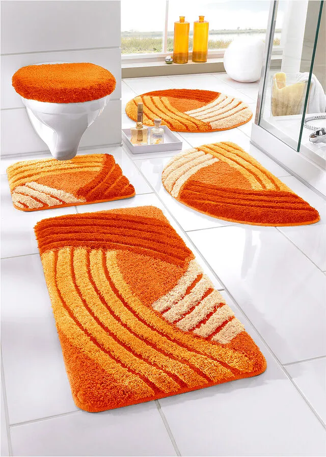 Alfombra de baño con estampado gráfico Naranja