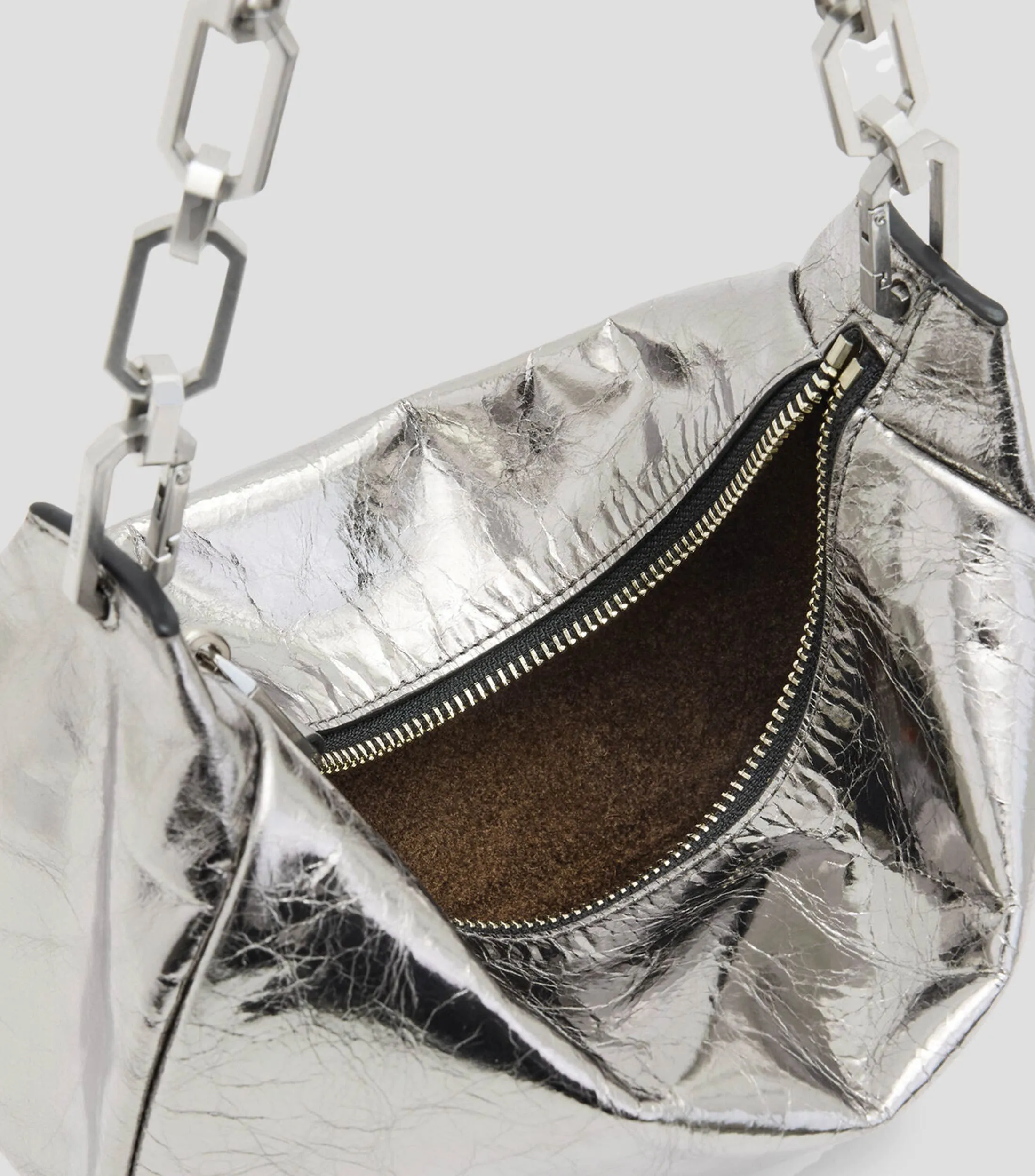 AllSaints Bolso Hobo metalizado Mujer