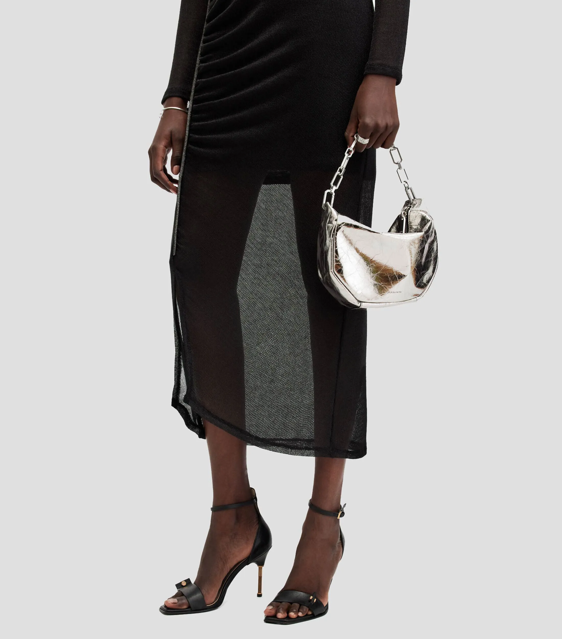 AllSaints Bolso Hobo metalizado Mujer