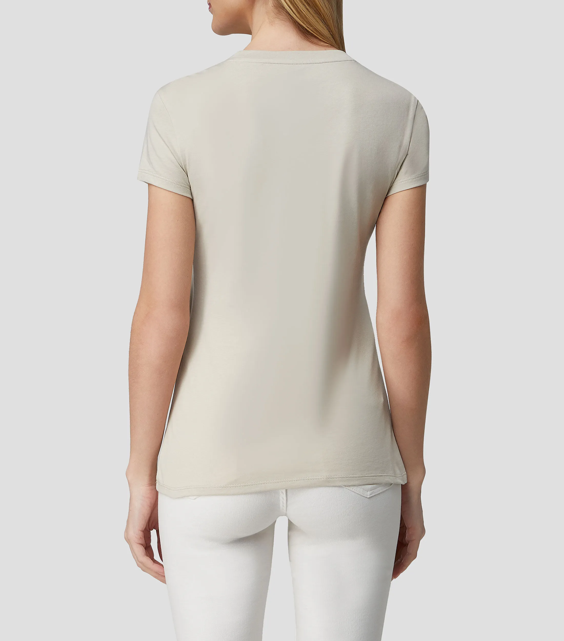 Armani Exchange Playera cuello redondo manga corta con lentejuela Mujer