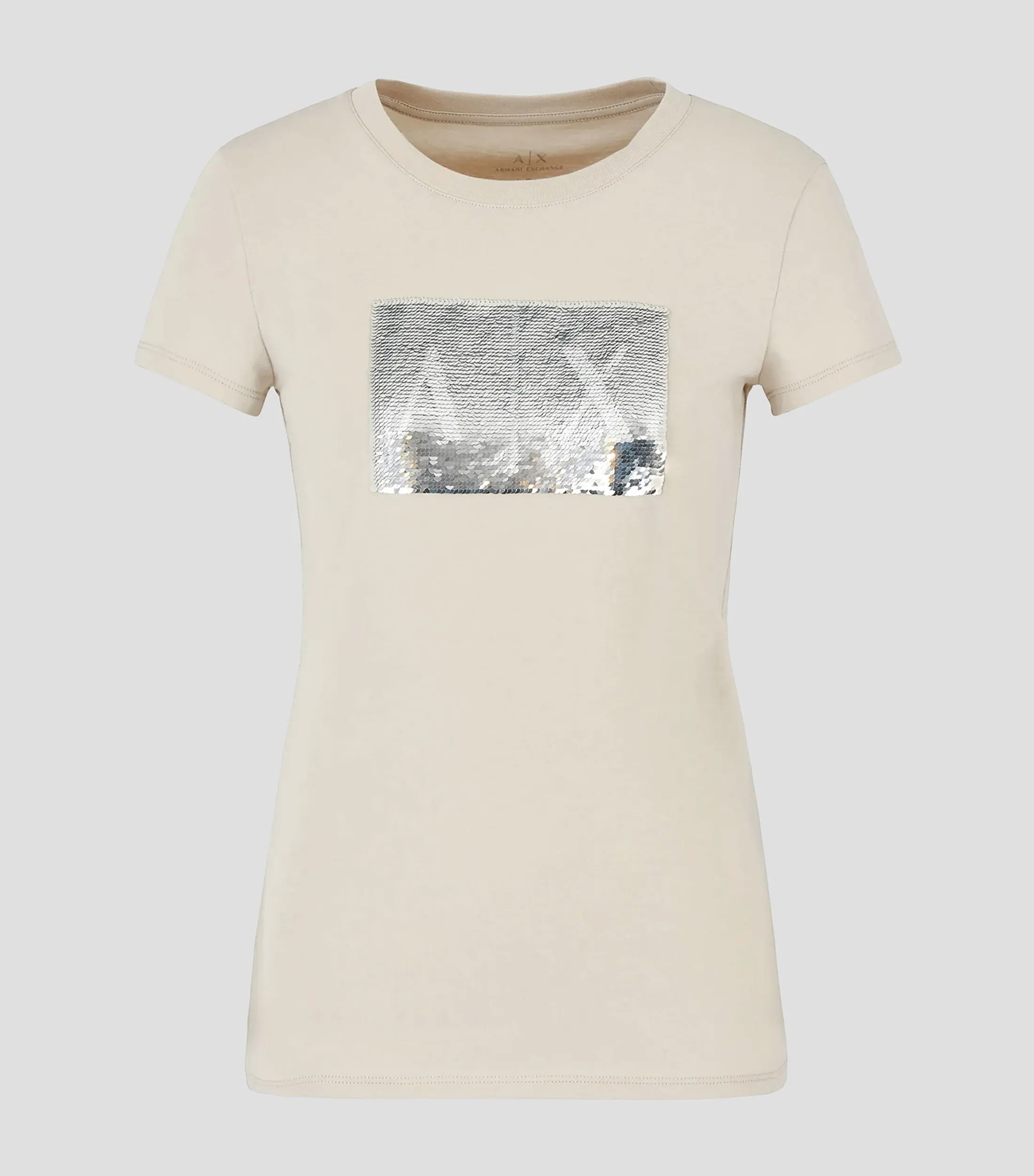 Armani Exchange Playera cuello redondo manga corta con lentejuela Mujer