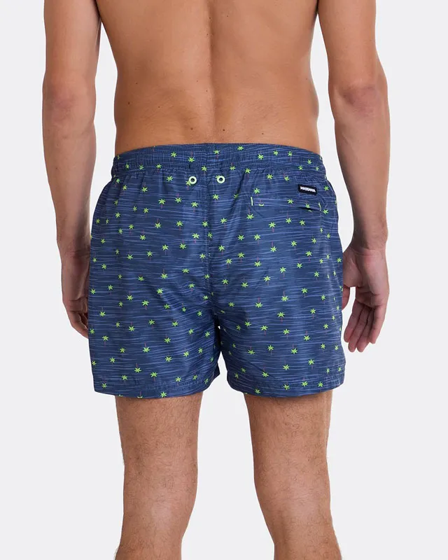 Bañador Massana en azul estampado con palmeritas