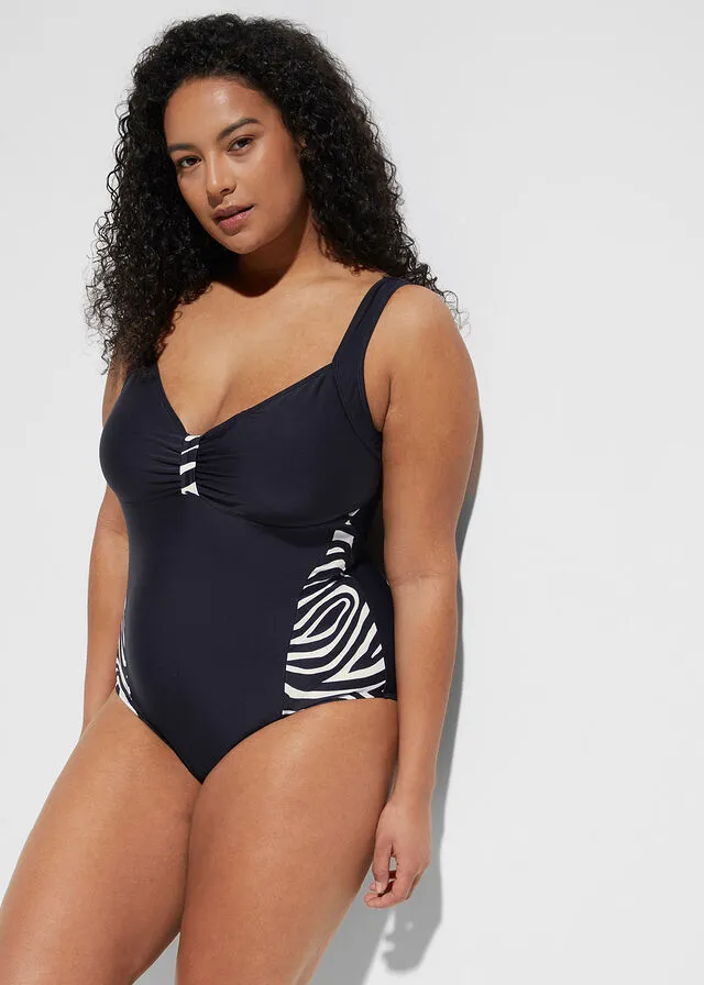Bañador Negro-blanco con estampado de cebra