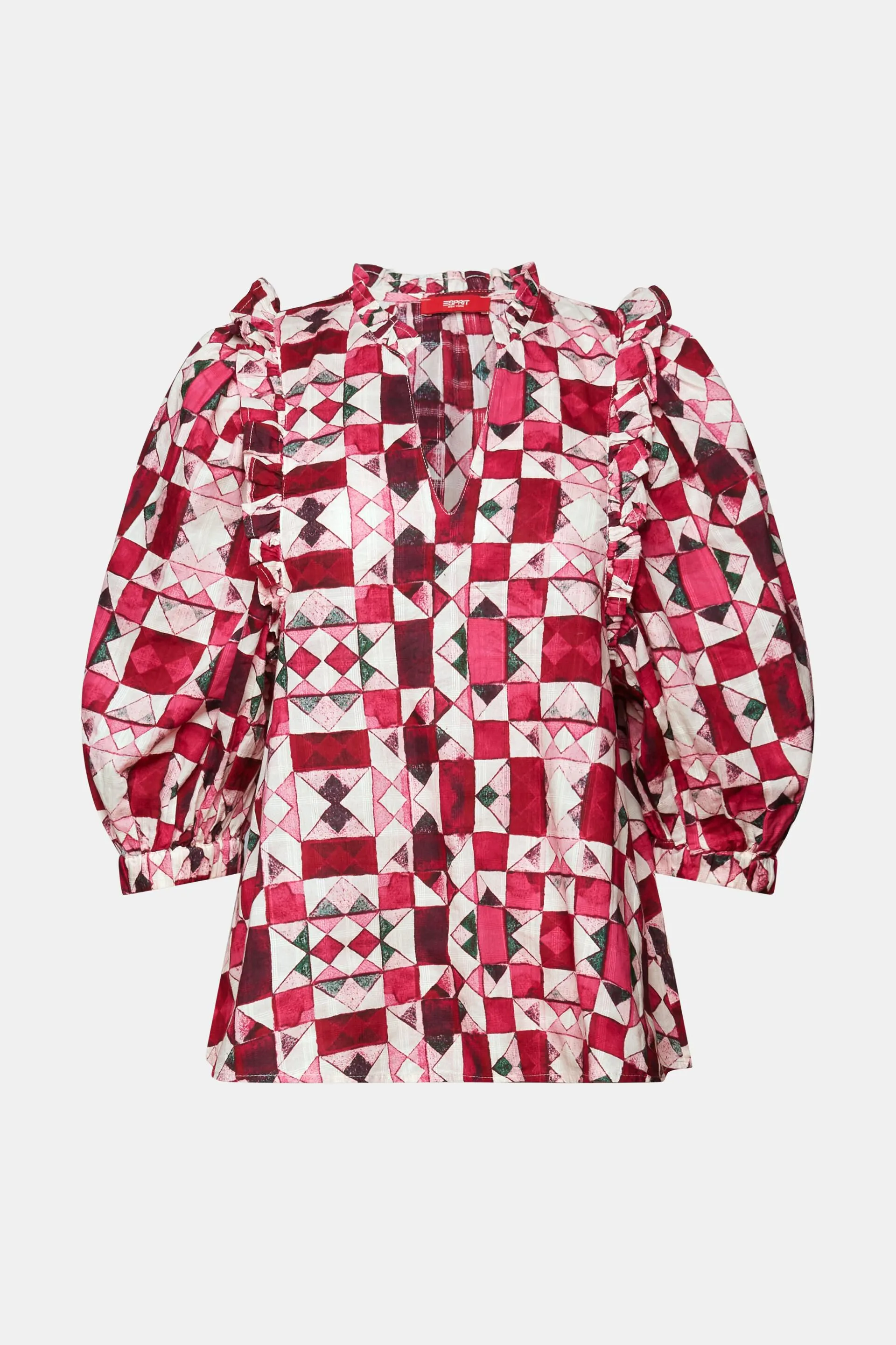 Blusa de algodón dobby con detalle de volante