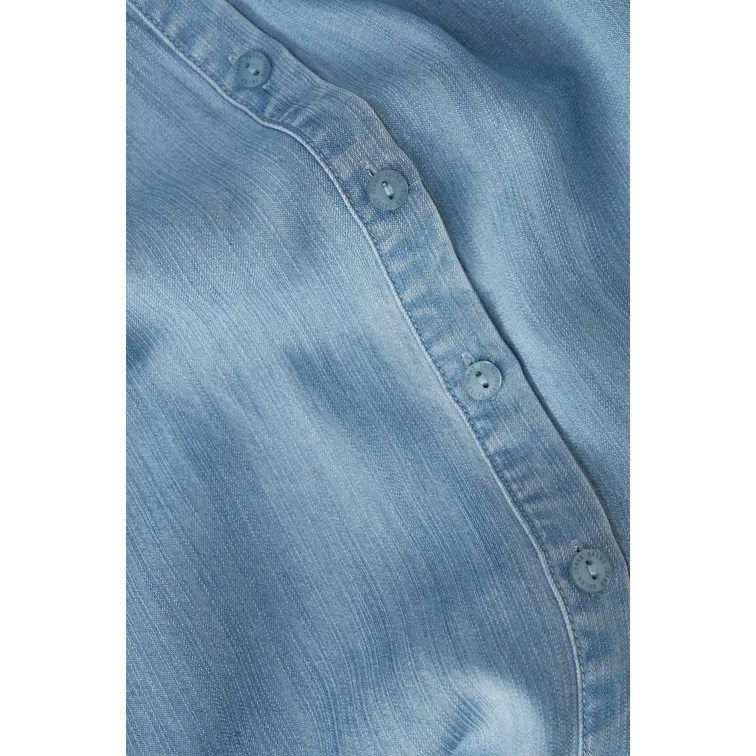 BLUSA EN LIGHTDENIM CON DETALLE DE VOLANTE MUJER SALSA