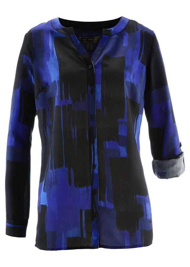 Blusa larga con estampado Azul zafiro-negro