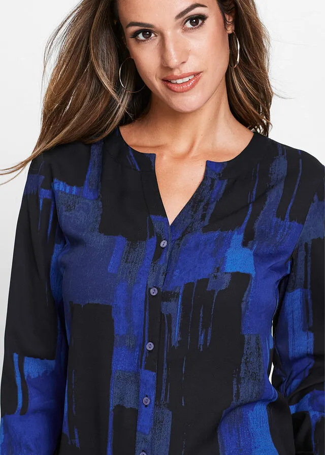 Blusa larga con estampado Azul zafiro-negro