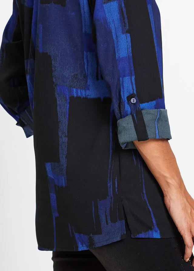 Blusa larga con estampado Azul zafiro-negro