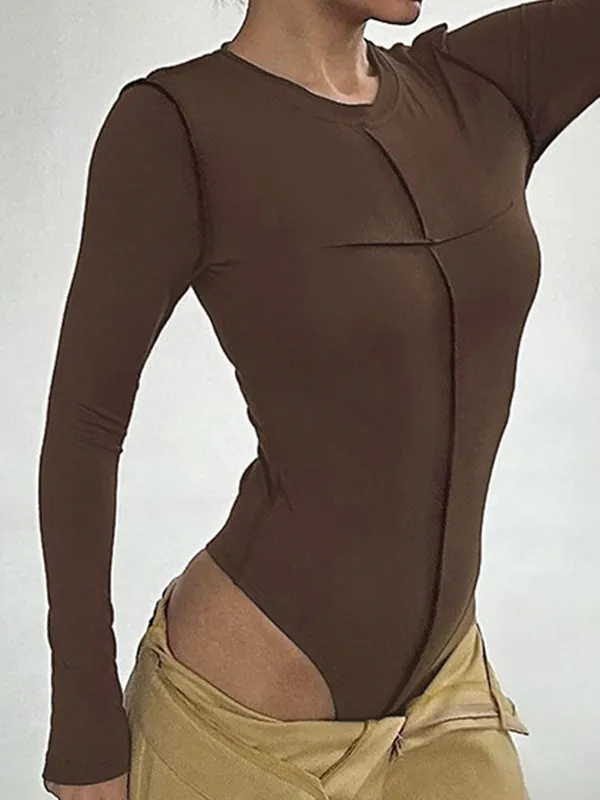 Body de manga larga con detalle de costura lisa