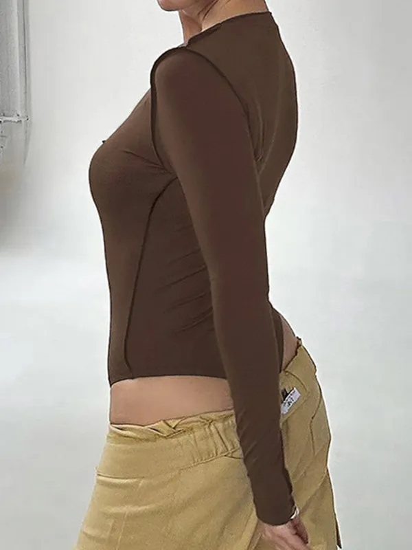Body de manga larga con detalle de costura lisa