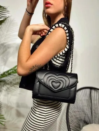 Bolso Corazón Cadena GLOVER Negro