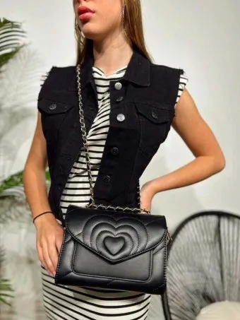 Bolso Corazón Cadena GLOVER Negro