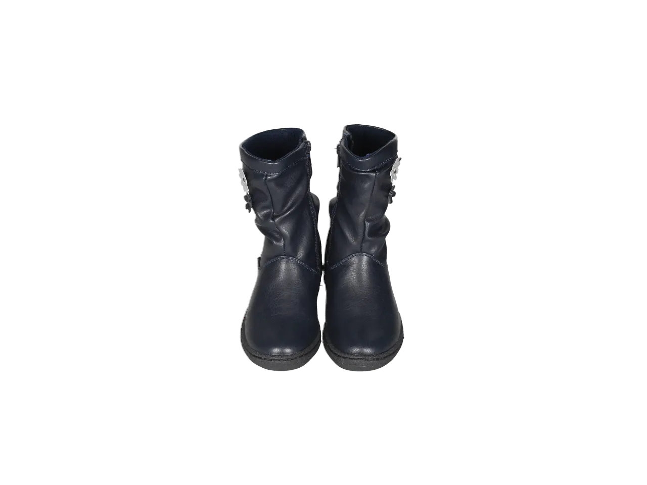 Bota Cremallera Piel Azul Flores Lateral