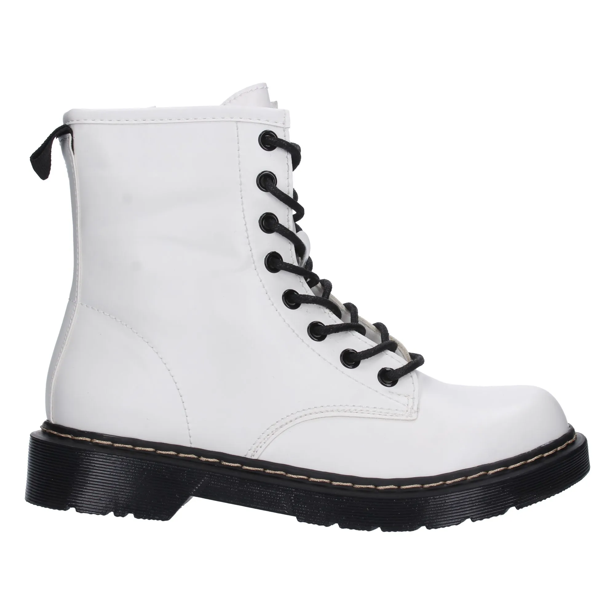 Botas estilo militar suela negra mujer color blanco GX258