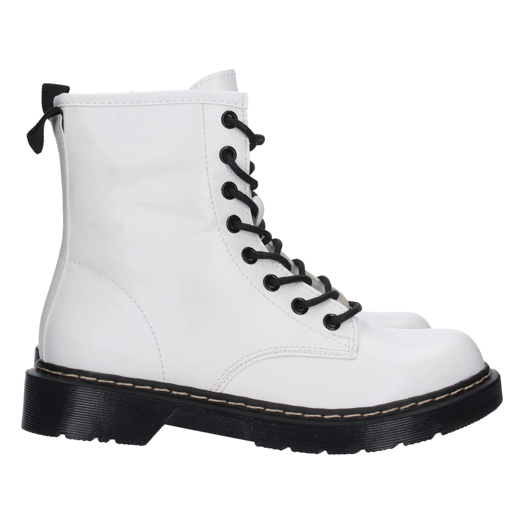 Botas estilo militar suela negra mujer color blanco GX258