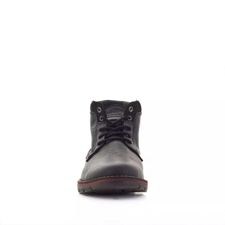 Botines Lobo brocken negros de piel con detalles en rojo burdeos