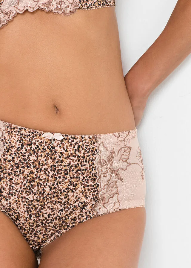 Braguita moldeadora Beige mate con estampado de leopardo
