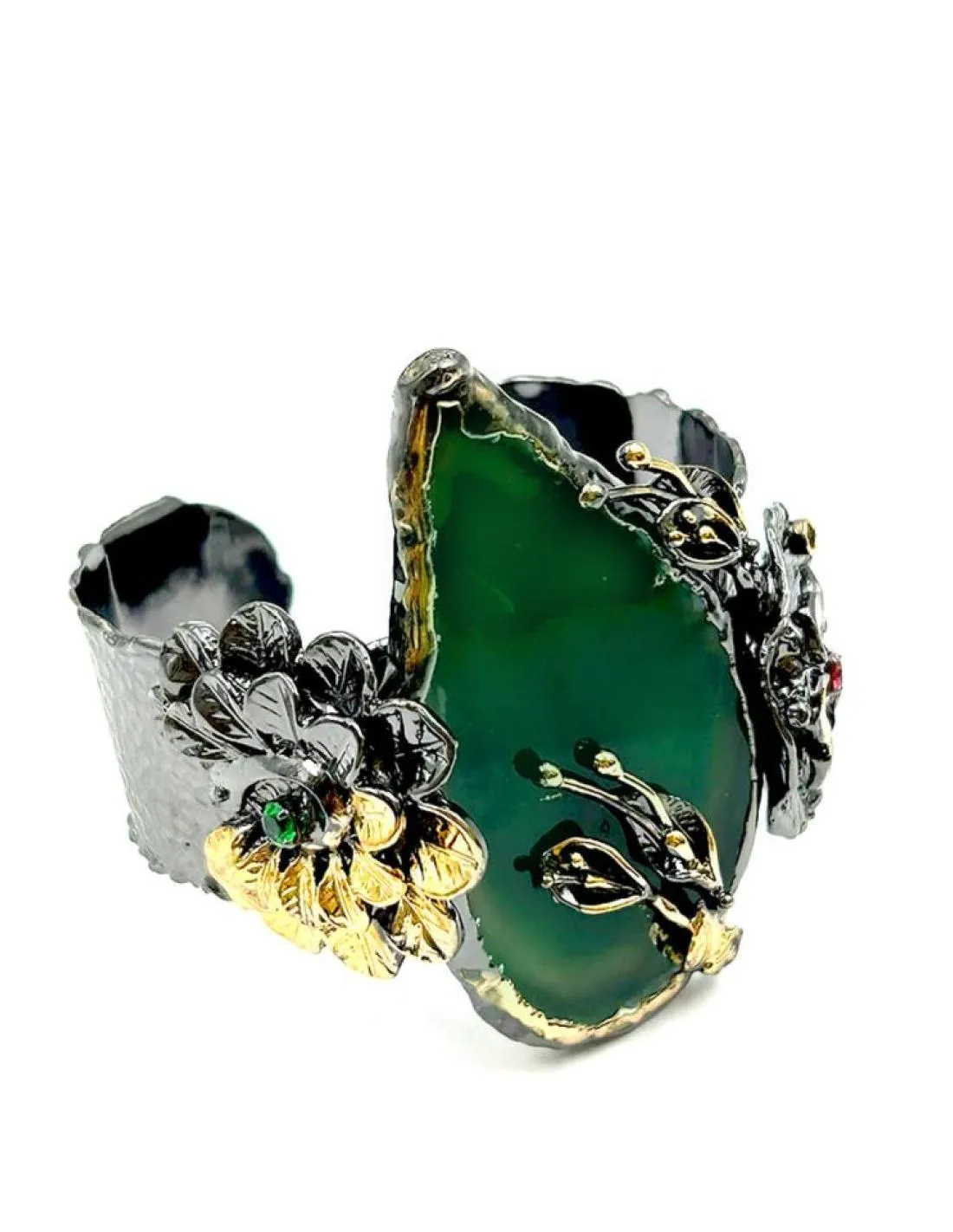 BRAZALETES DE MUJER PARA BODAS CON PIEDRA VERDE Y DISEÑO ACTUAL
