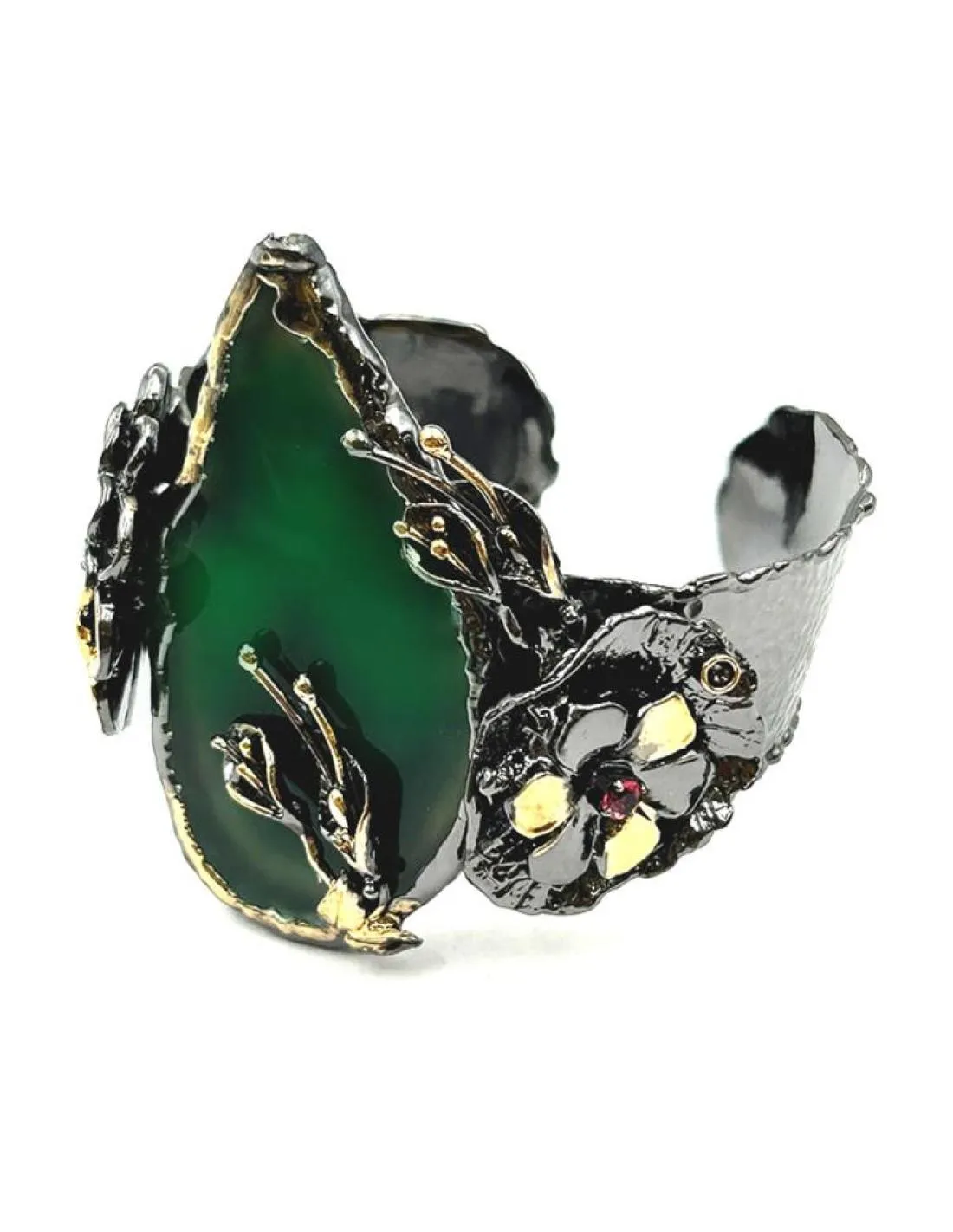 BRAZALETES DE MUJER PARA BODAS CON PIEDRA VERDE Y DISEÑO ACTUAL