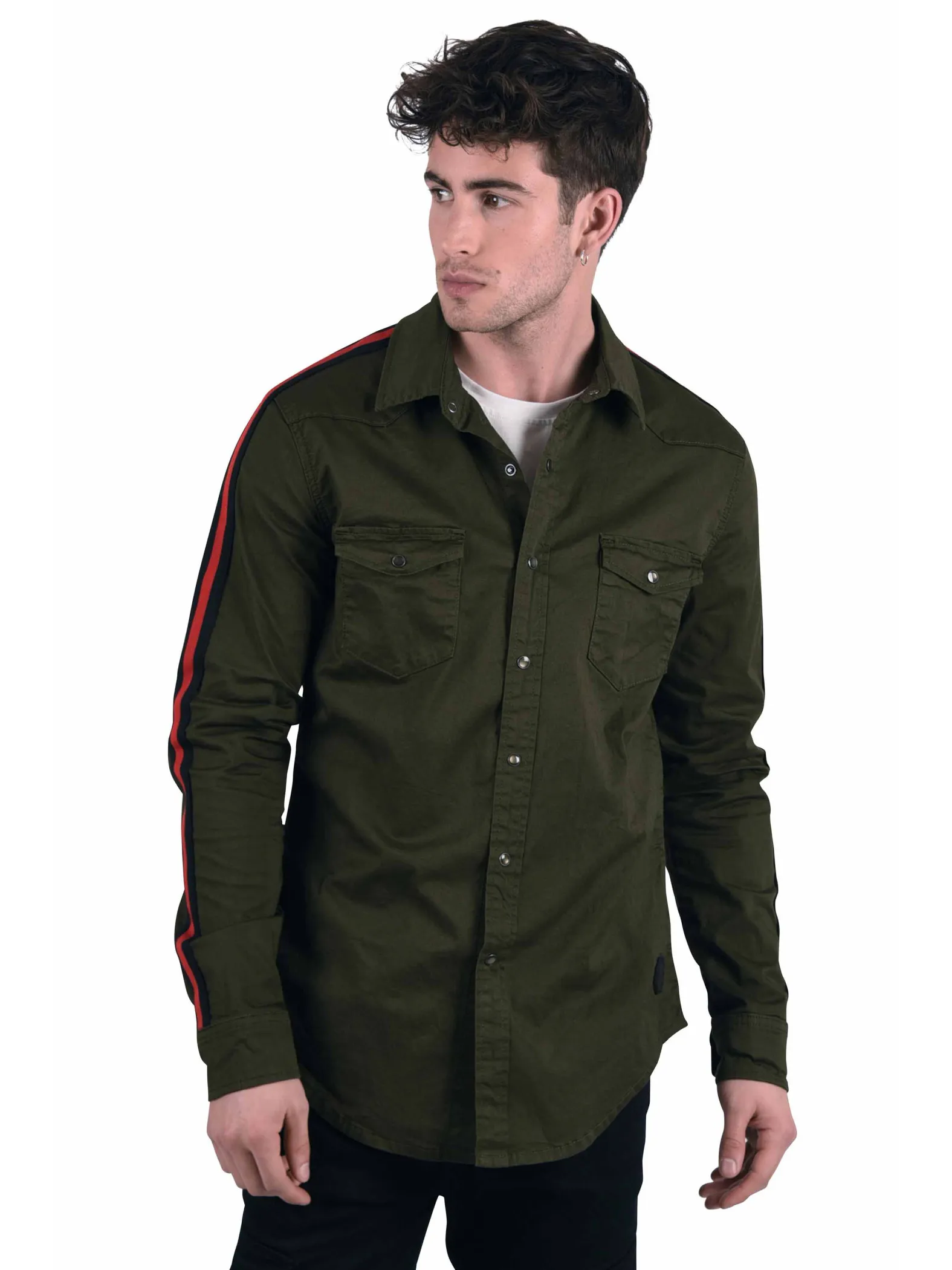 Camisa a medida con rayas bicolores