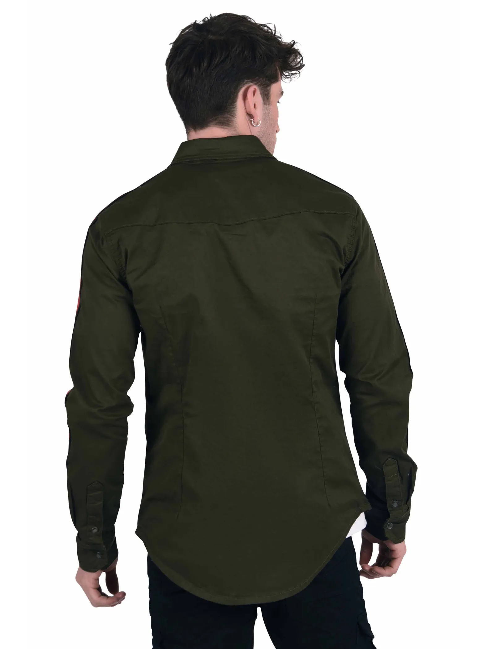 Camisa a medida con rayas bicolores