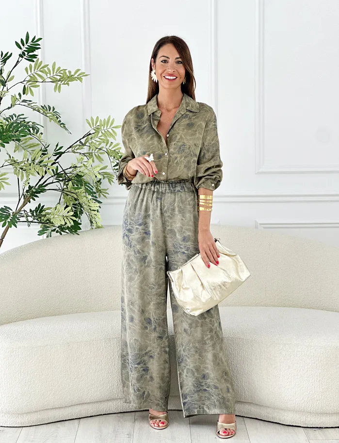 Camisa brisa satinada kaki