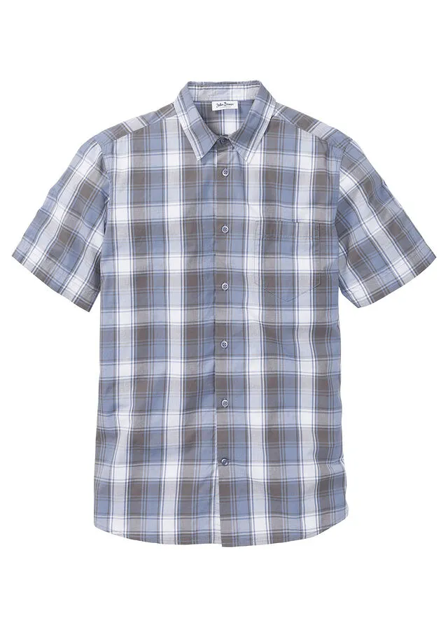 Camisa de manga corta Azul mate de cuadros