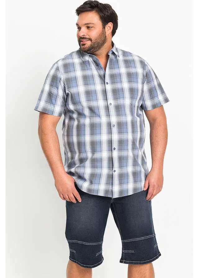 Camisa de manga corta Azul mate de cuadros