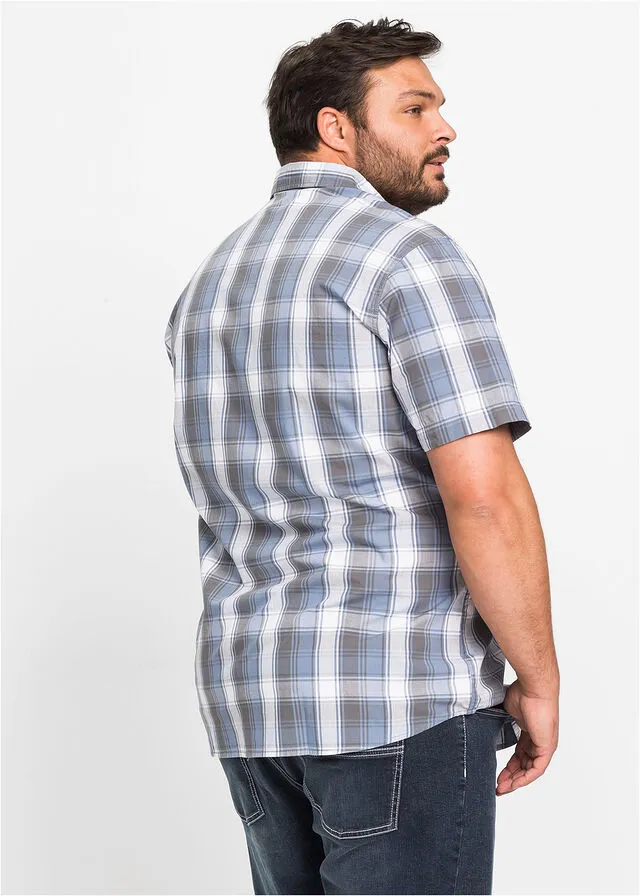 Camisa de manga corta Azul mate de cuadros
