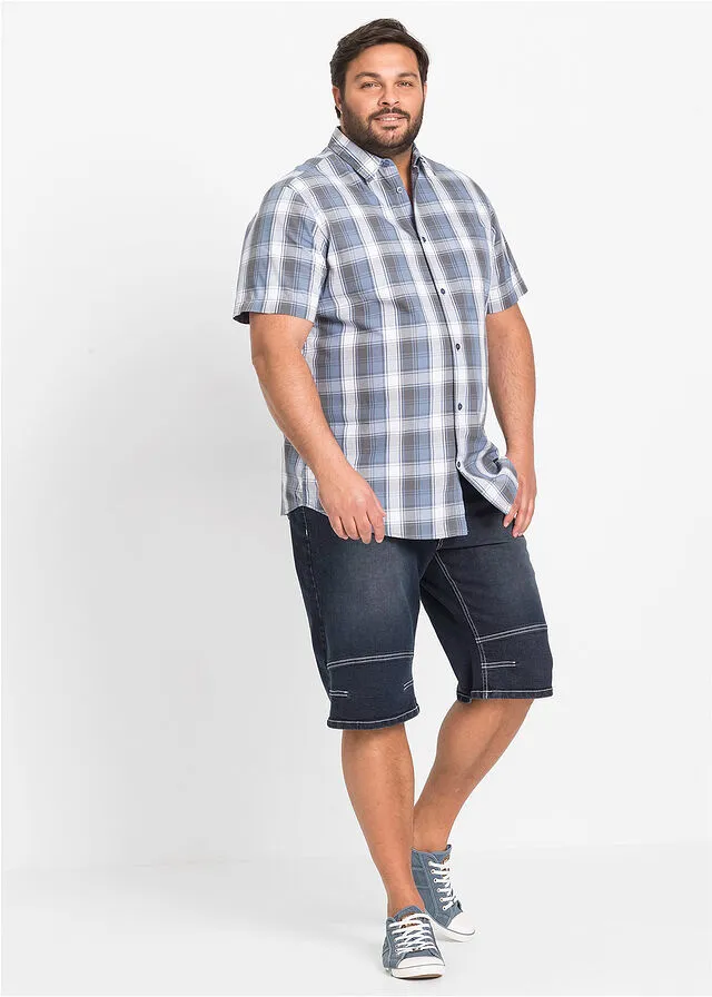Camisa de manga corta Azul mate de cuadros