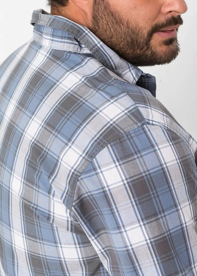 Camisa de manga corta Azul mate de cuadros