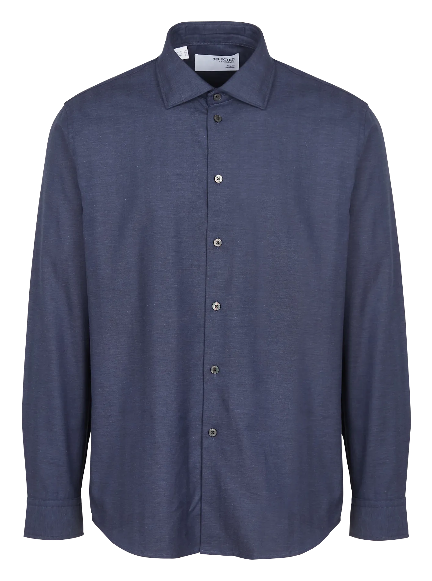 Camisa de mezcla de algodón orgánico con cuello clásico en azul