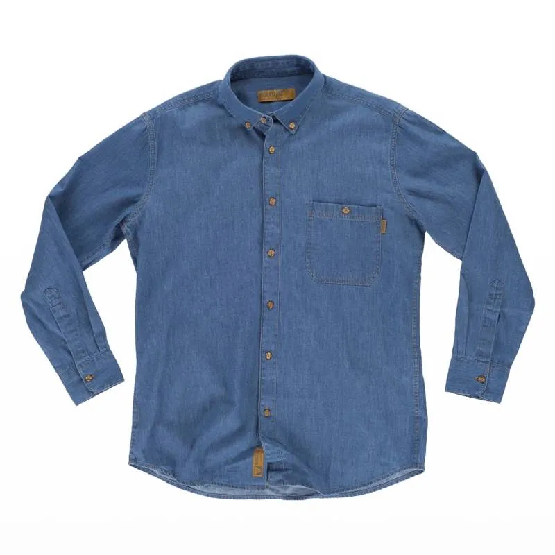 Camisa en tejido vaquero manga larga