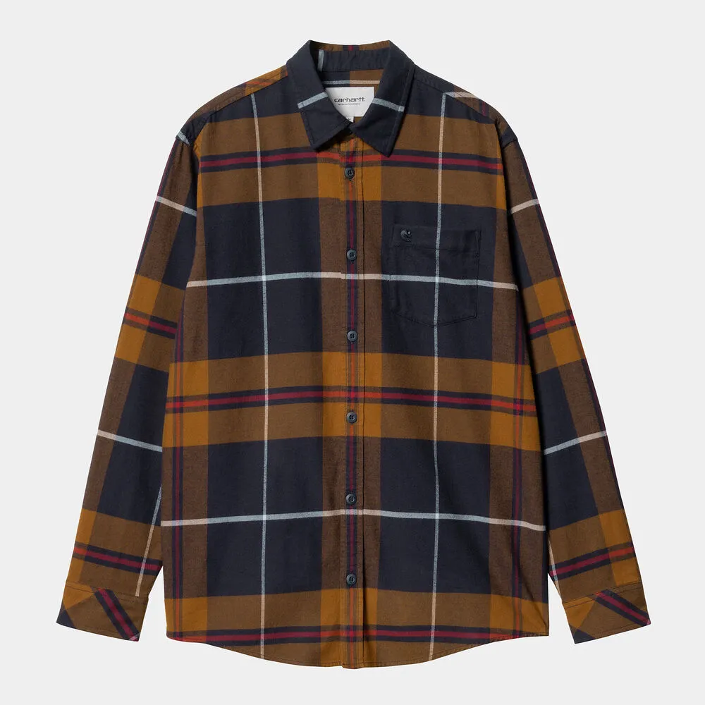 Camisa Marrón Cuadros Carhartt Garnett Shirt Deep H Brown M