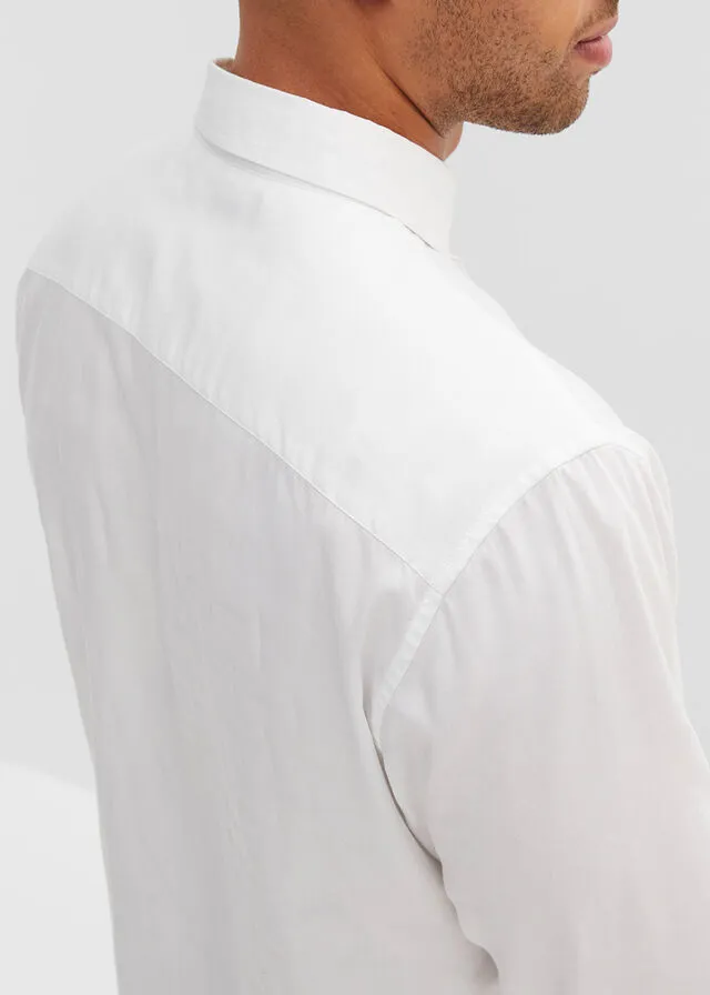 Camisa Oxford de manga larga básica Blanco
