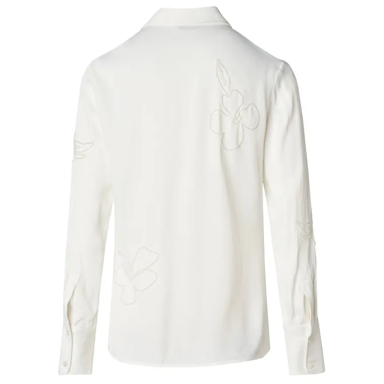 CAMISA SATINADA CON DETALLE DE FLORES DE ABALORIOS MUJER SALSA