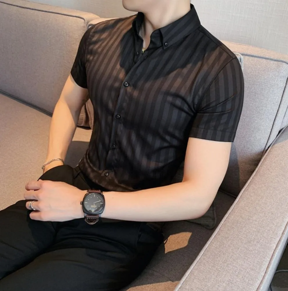 Camisa Slim Fit A Rayas Para Hombre