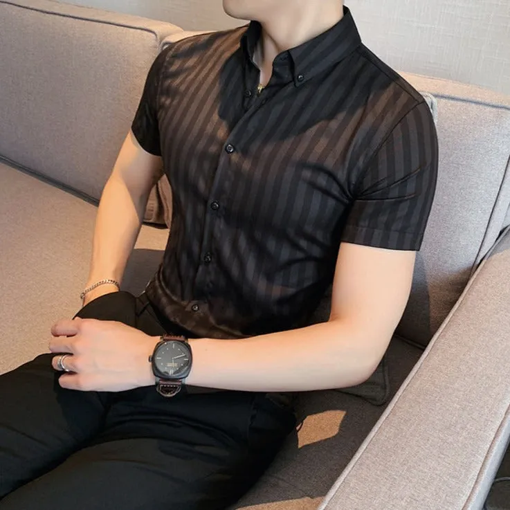Camisa Slim Fit A Rayas Para Hombre