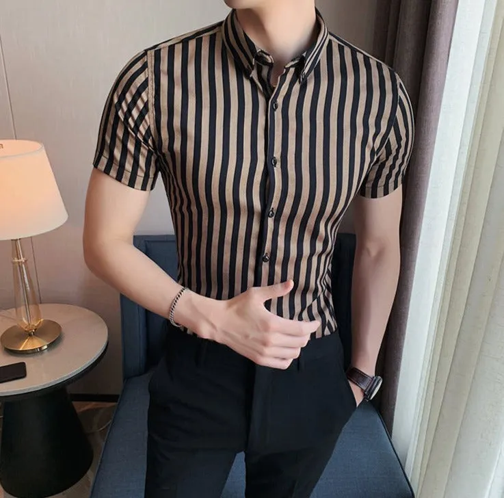 Camisa Slim Fit A Rayas Para Hombre